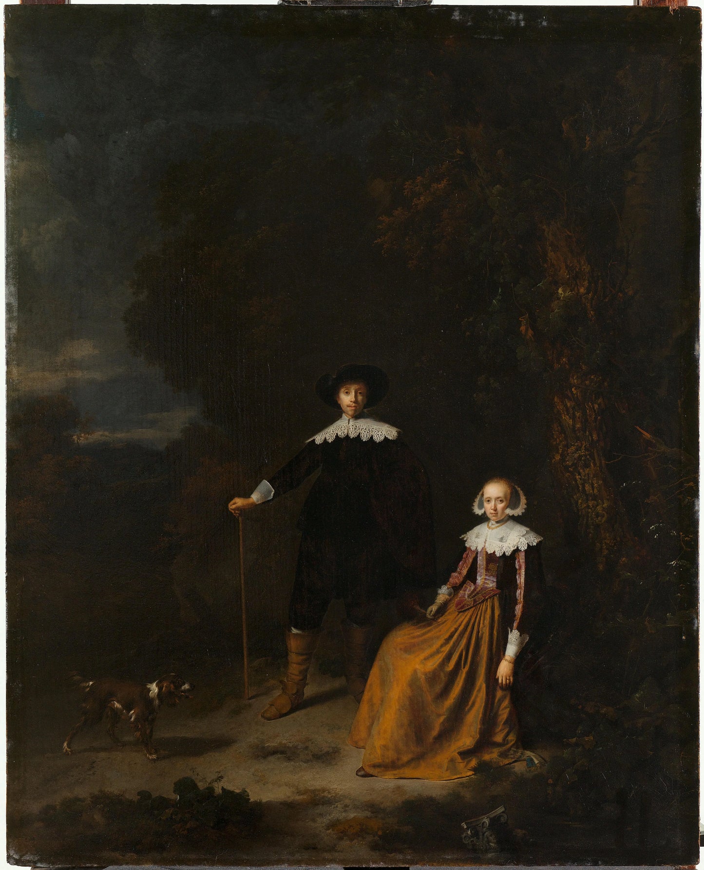 Portrait of a couple, thought to be Adriaen Wittert van der Aa and Maria Knotter – Gerrit Dou, Nicolaes Pietersz. Berchem Vintage Portrait Art Print | Wall Art Poster
