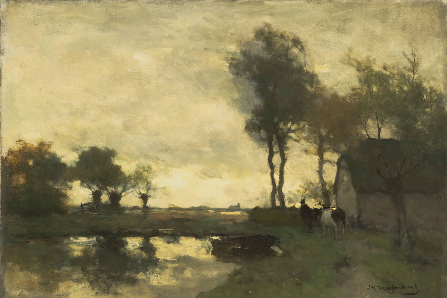 Landschap met boerderij bij een plas – Johan Hendrik Weissenbruch Vintage Landscape Art Print | Wall Art Poster
