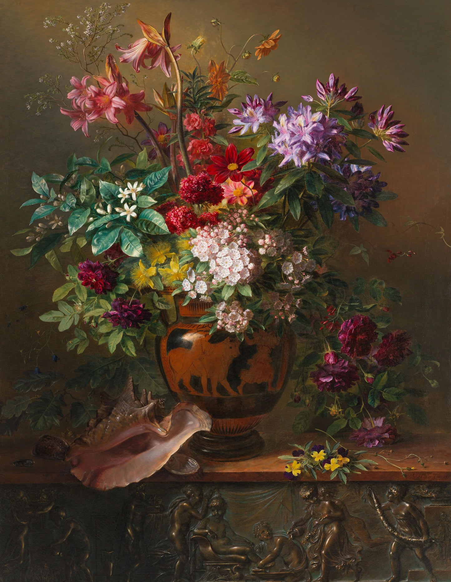 Still Life with Flowers in a Greek Vase: Allegory of Spring – Georgius Jacobus Johannes van Os Vintage Still Life Art Print | Wall Art Poster