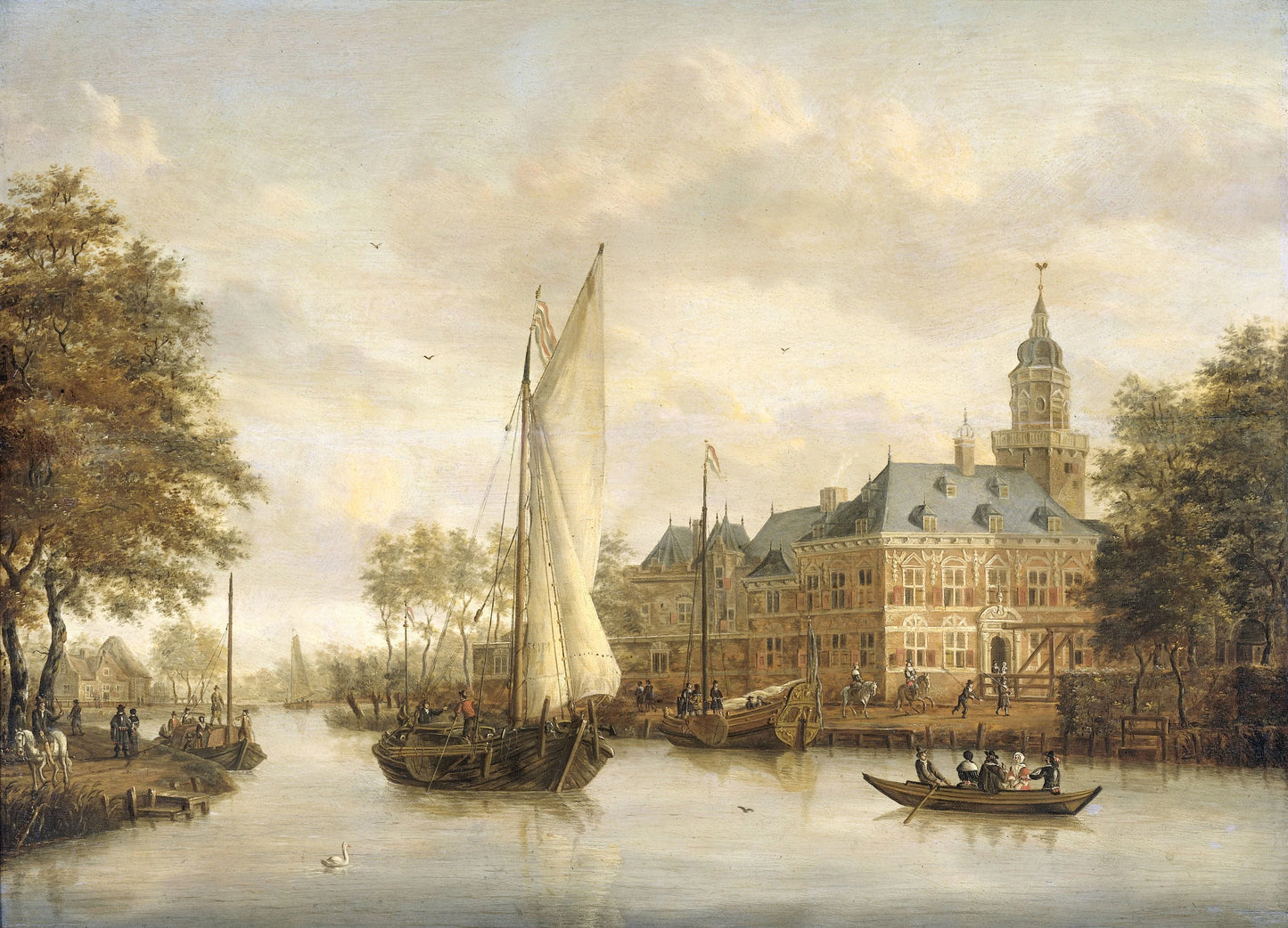 Nijenrode Castle on the Vecht near Breukelen – Jacobus Storck Vintage River Scene Art Print | Wall Art Poster