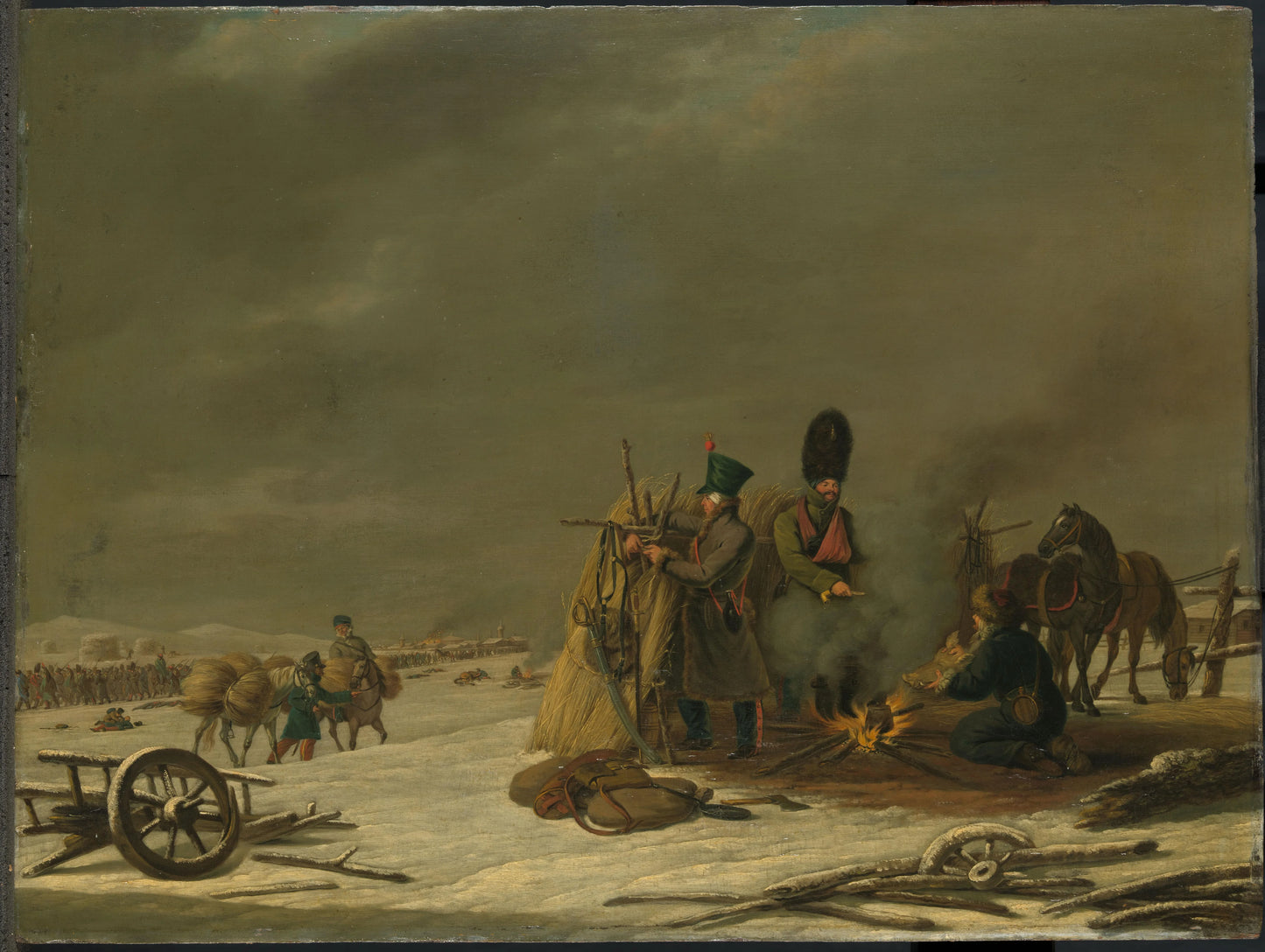 Bivouac at Molodechno, 3-4 December 1812: an episode from Napoleon's Retreat from Russia – Johannes Hari (I) Vintage Art Print | Wall Art Poster
