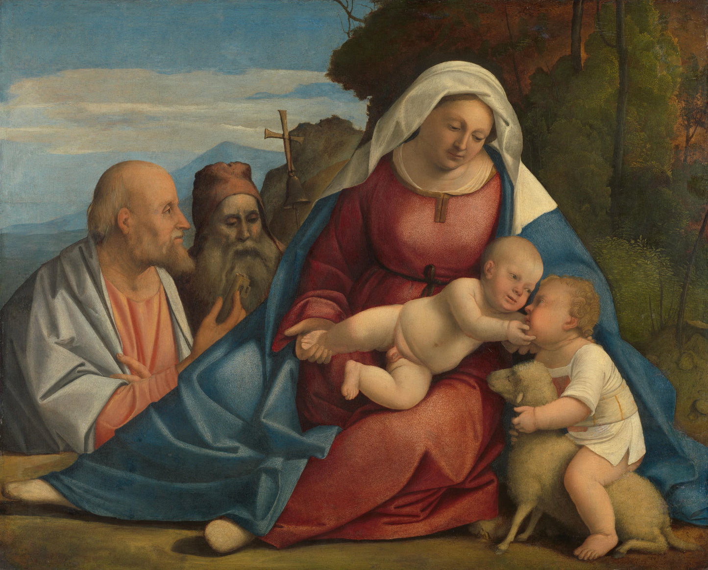 Madonna and Child with the Infant John the Baptist and Saints Peter and Anthony – anonymous Vintage Art Print | Wall Art Poster