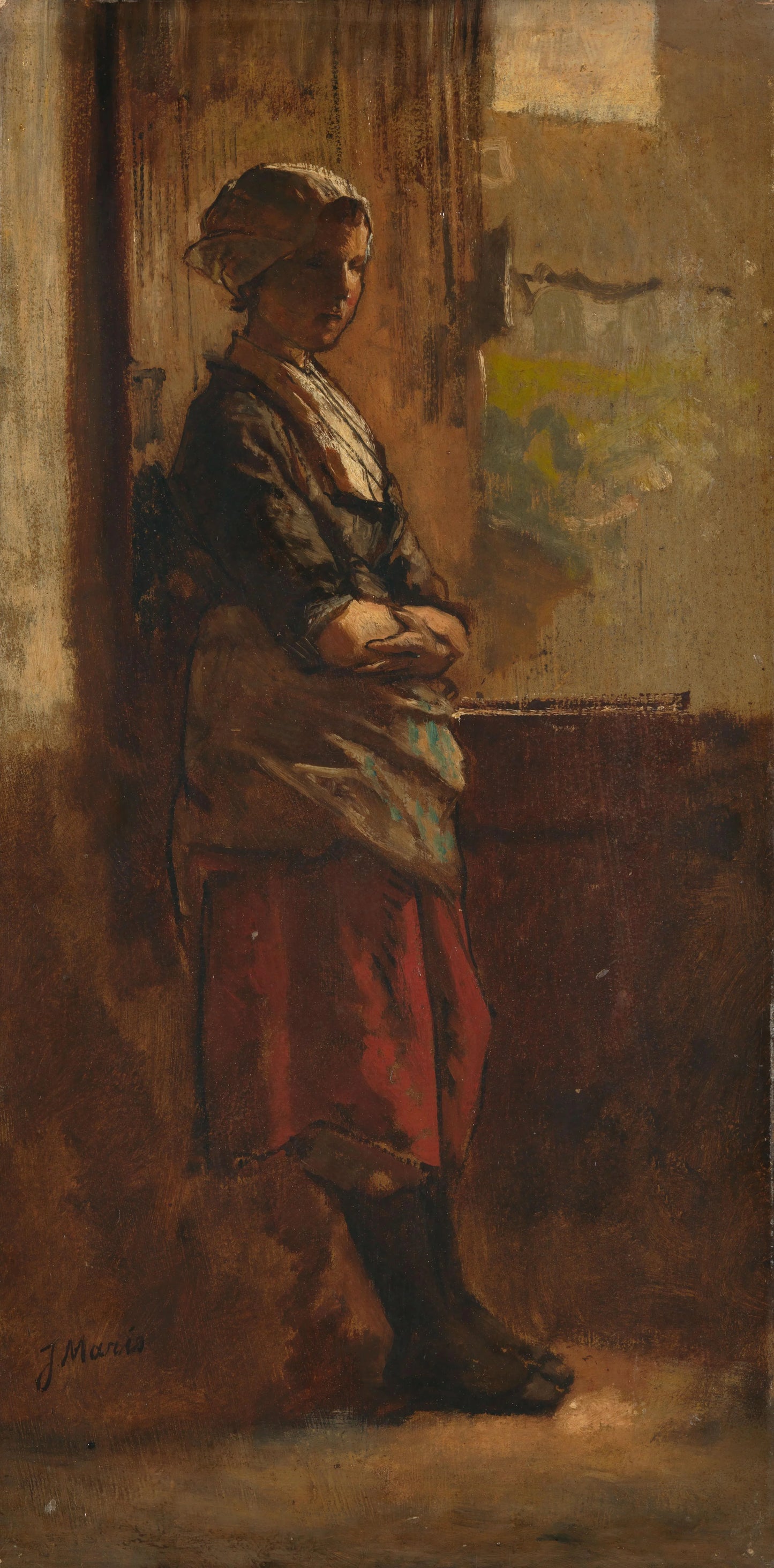 Meisje bij het venster – Jacob Maris (mentioned on object) Vintage Art Print | Wall Art Poster