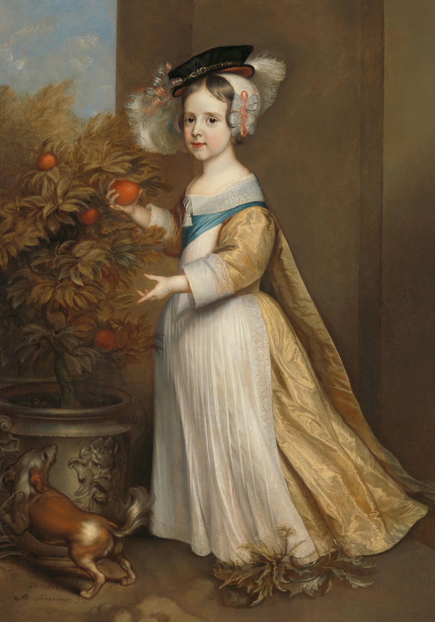 Portrait of Willem III (1650-1702), Prince of Orange, as a Child – Adriaen Hanneman (vermeld op object) Vintage Portrait Art Print | Wall Art Poster