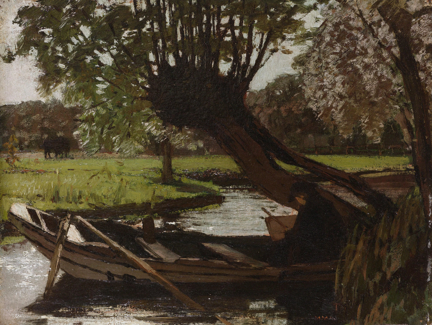 Boat with a Pollard Willow – Matthijs Maris Vintage Landscape Art Print | Wall Art Poster