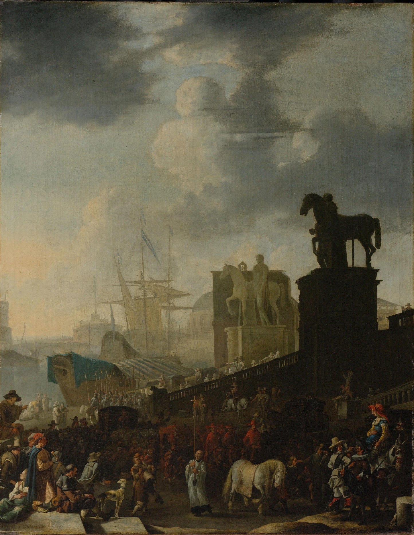 The Climbing of the Capitol with the Grey Horse of the Newly Elected Pope – Johannes Lingelbach Vintage Cityscape Art Print | Wall Art Poster