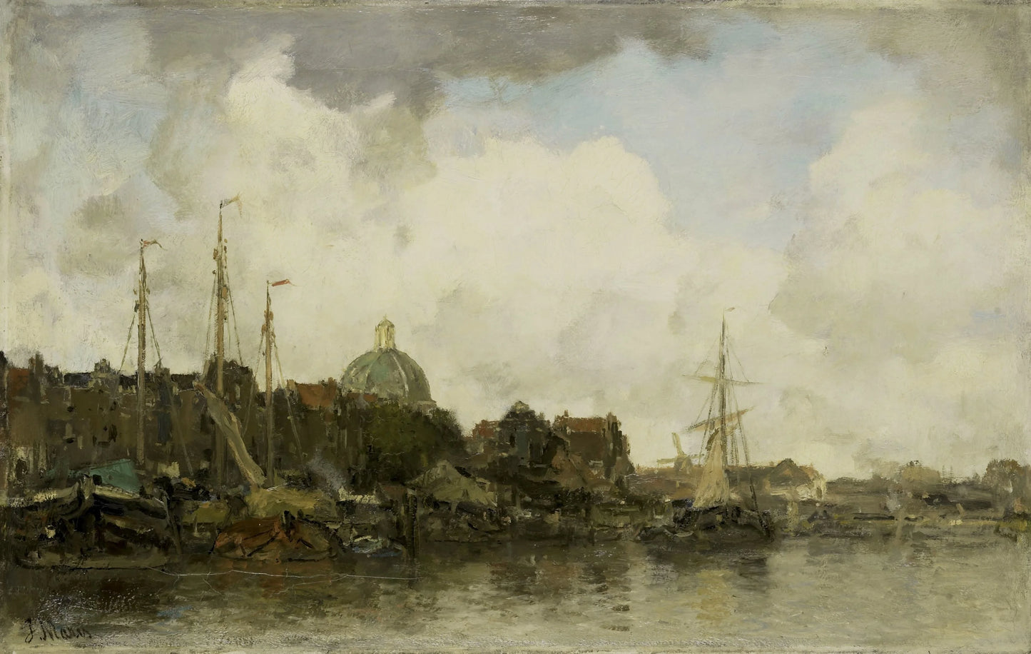 Townscape with a Domed Church – Jacob Maris Vintage Cityscape Art Print | Wall Art Poster