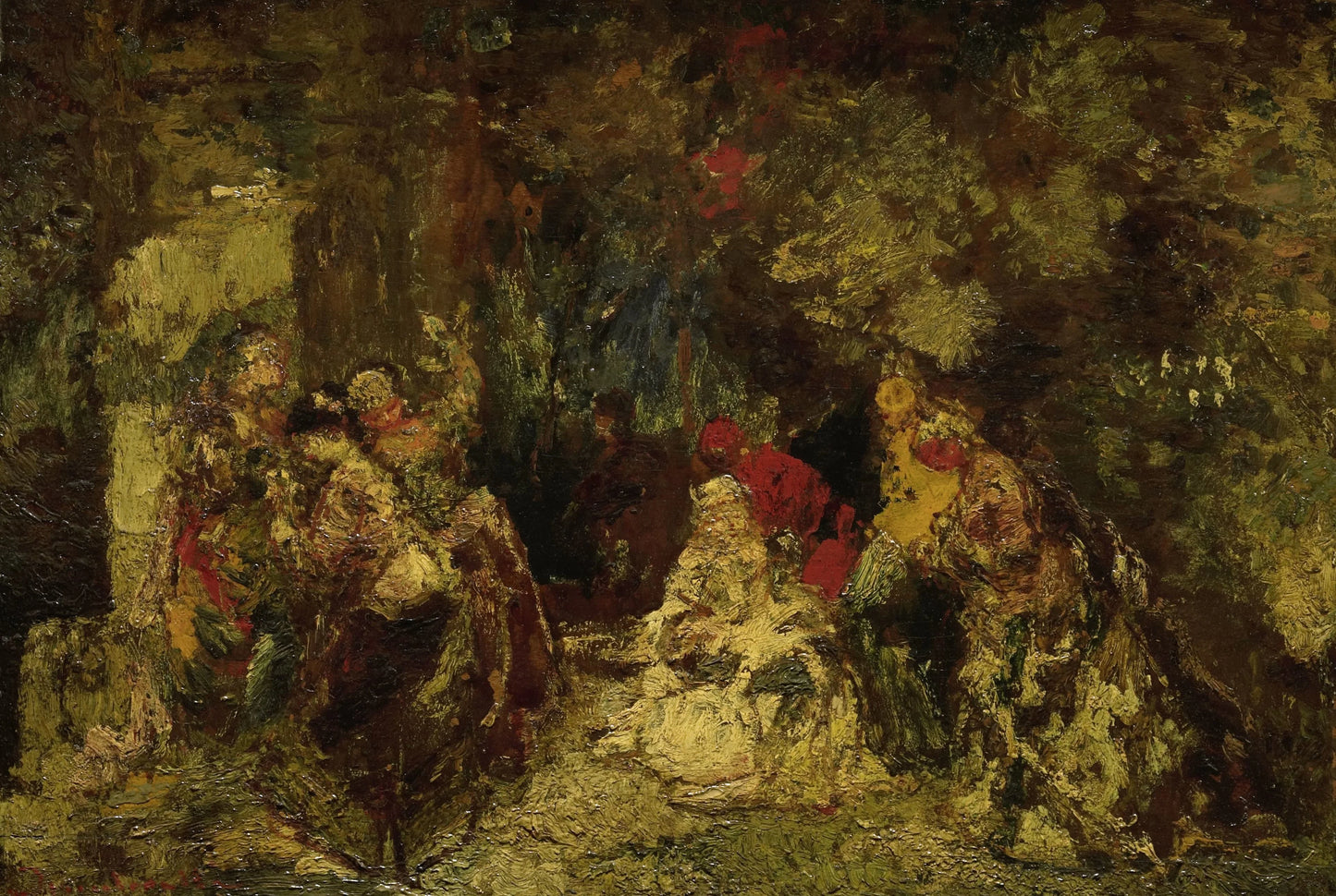Vrouwen in een bos – Adolphe Joseph Thomas Monticelli Vintage Art Print | Wall Art Poster