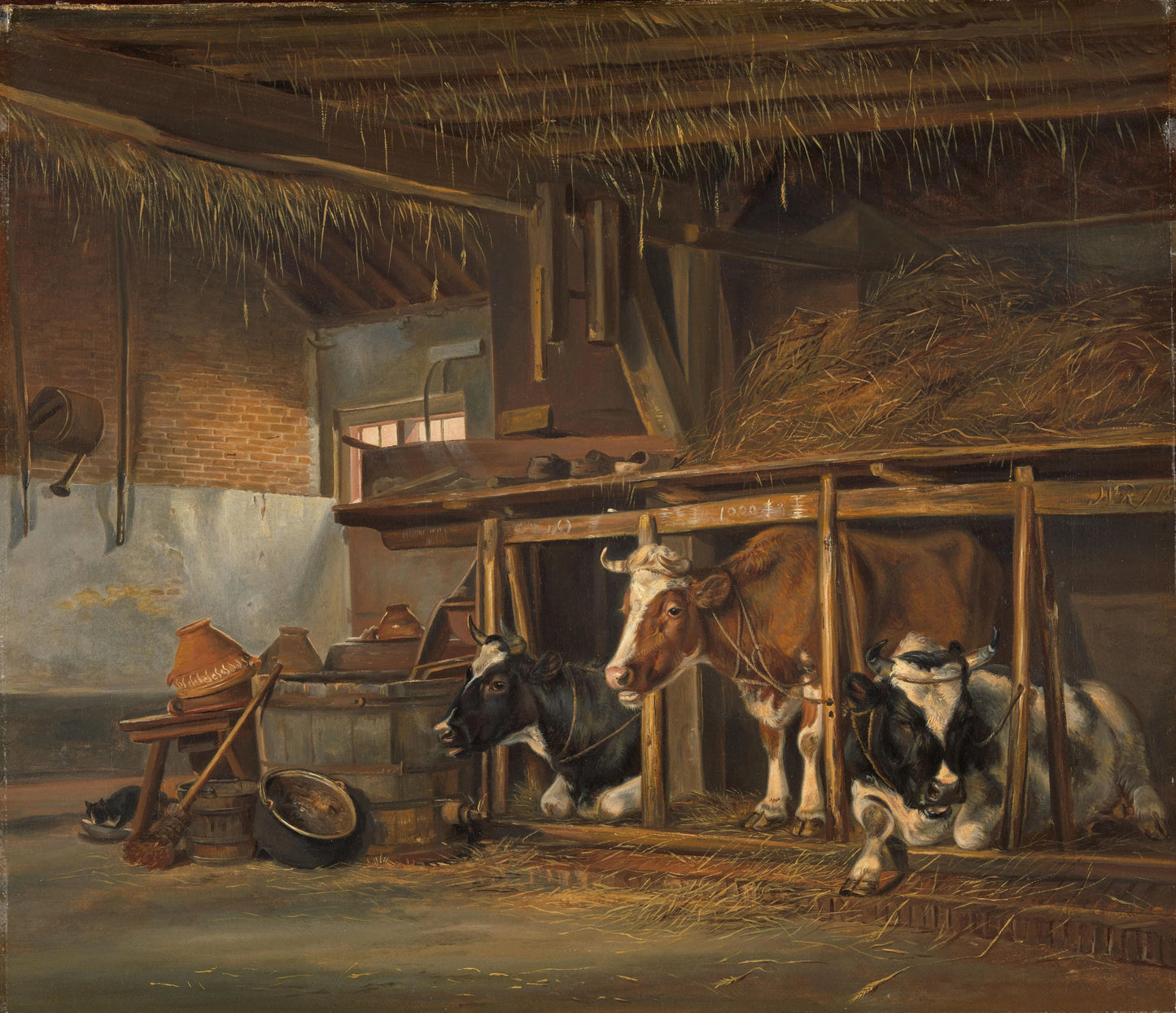 Cows in a Stable – Jan van Ravenswaay Vintage Animal Study Art Print | Wall Art Poster