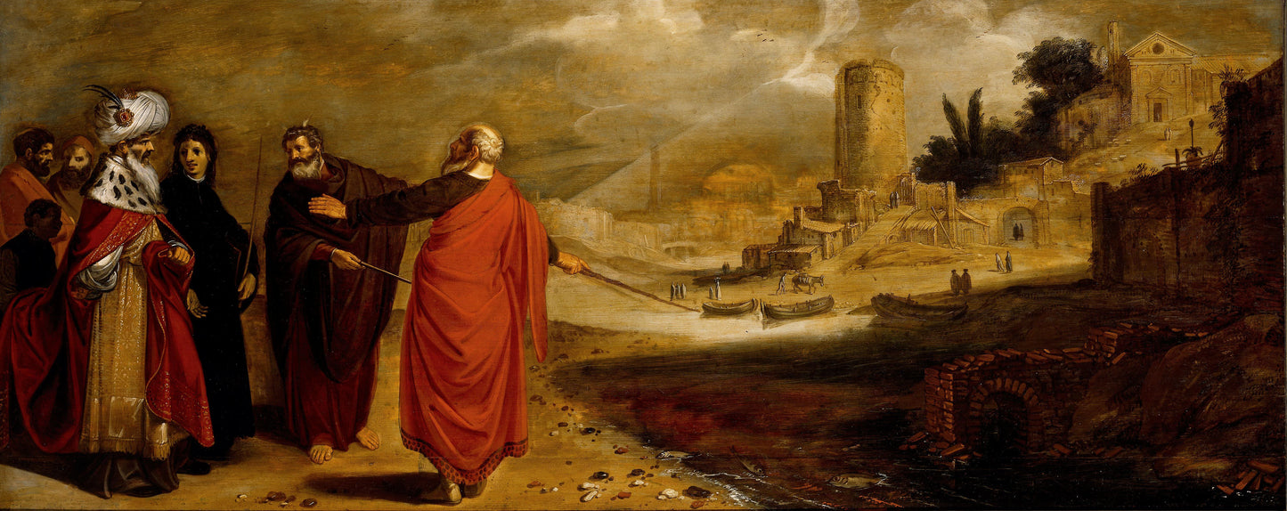 Aaron Changing the Water of the River into Blood – Jan Symonsz Pynas Vintage River Scene Art Print | Wall Art Poster