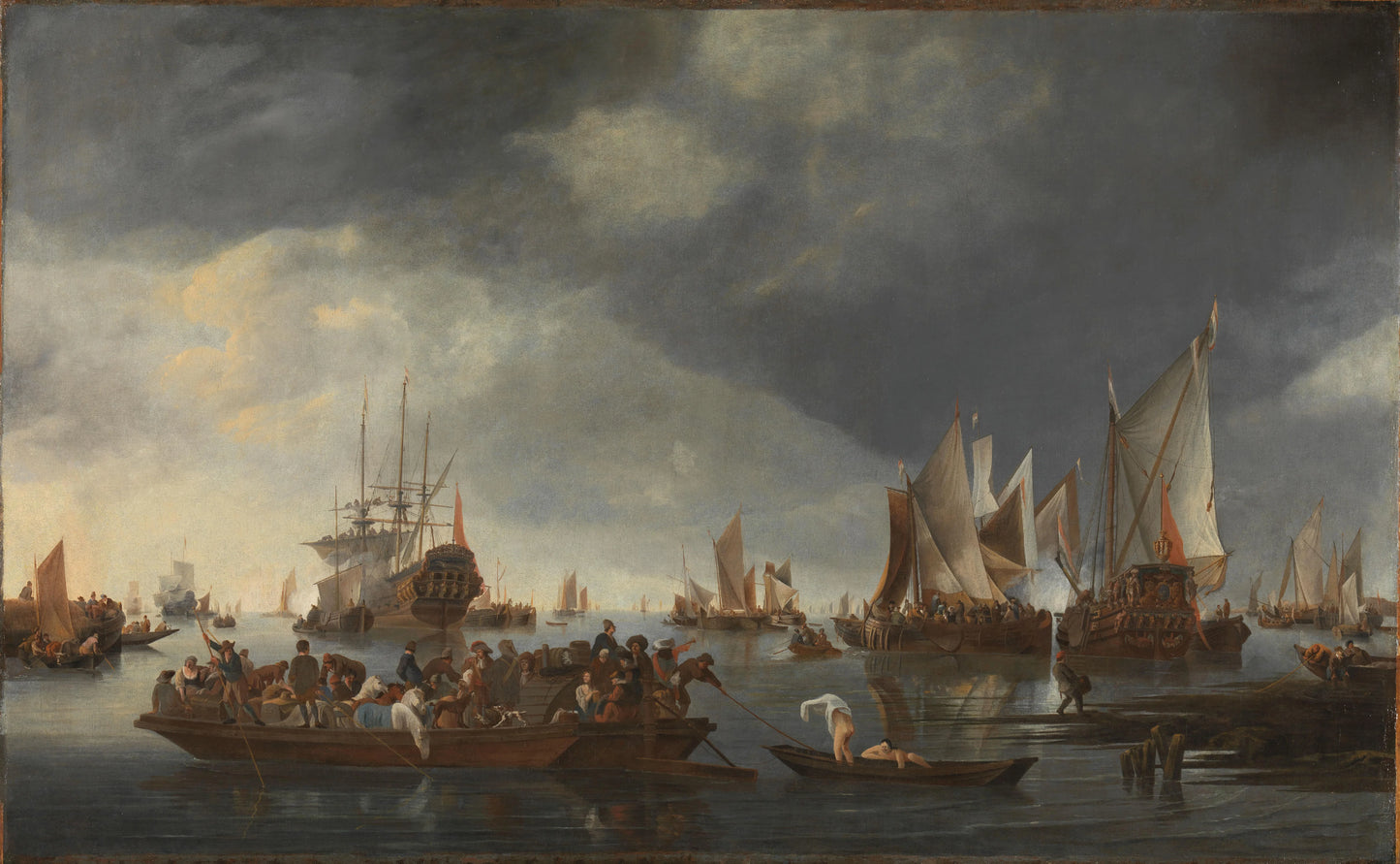 Harbor with Sailboats and Ferry Boat – Hendrick Jacobsz. Dubbels Vintage Marine Scene Art Print | Wall Art Poster