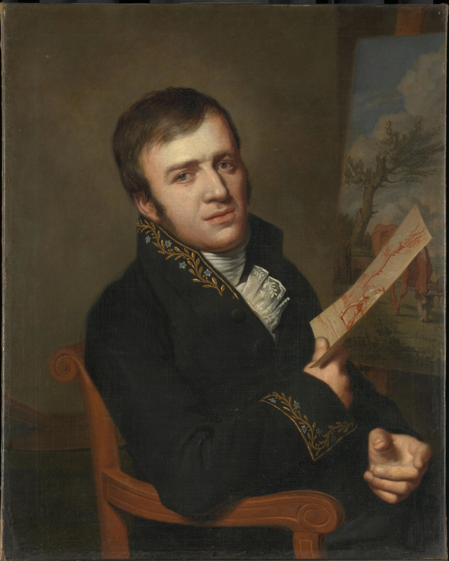 Jan (Baptist) Kobell II (1778-1814), Painter, in the Uniform of a Member of the Royal Institute of Science, Literature and the Fine Arts – Willem Bartel van der Kooi Vintage Self-Portrait Art Print | Wall Art Poster