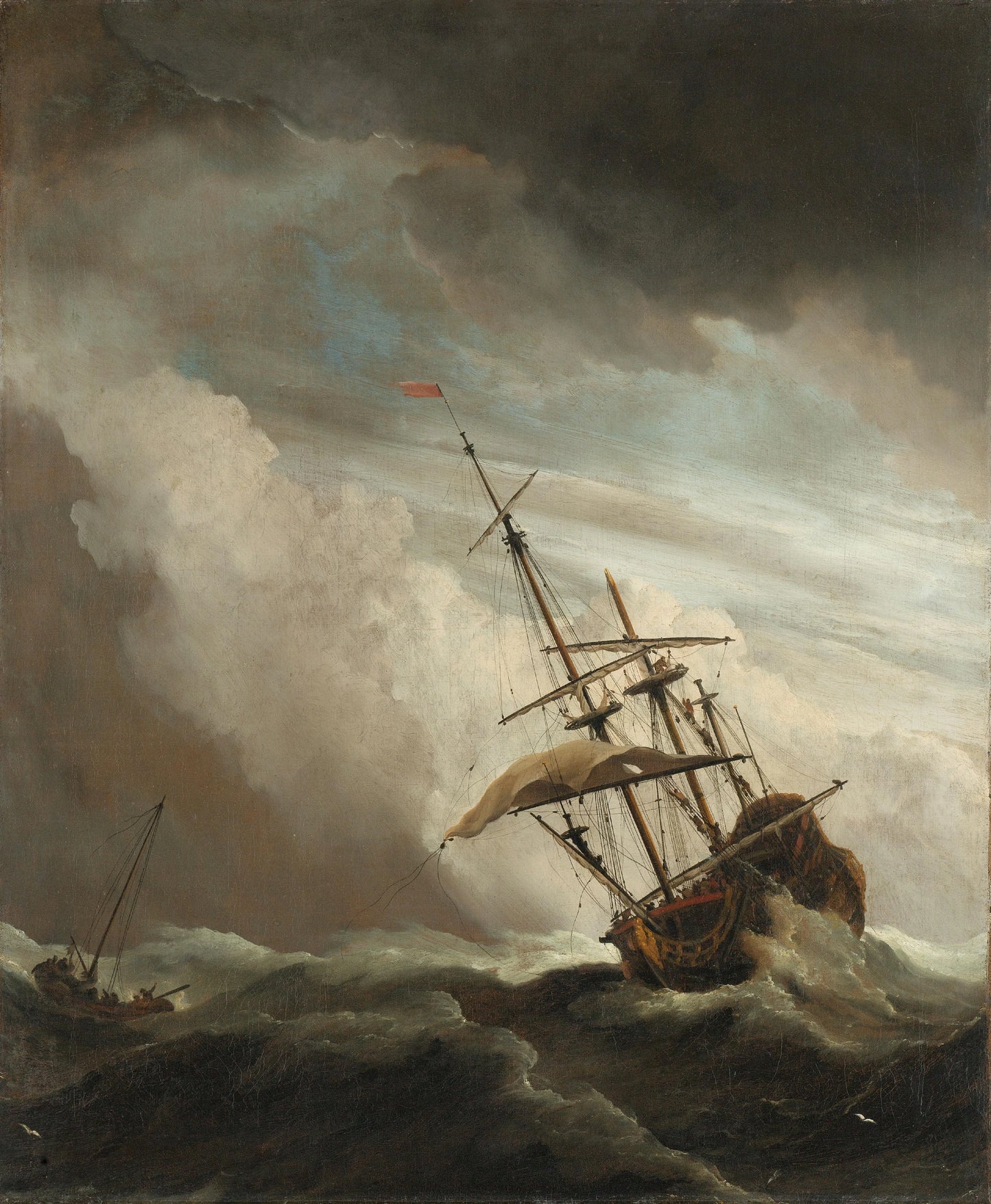 A Ship on the High Seas Caught by a Squall, Known as ‘The Gust’ – Willem van de Velde (II) Vintage Marine Scene Art Print | Wall Art Poster