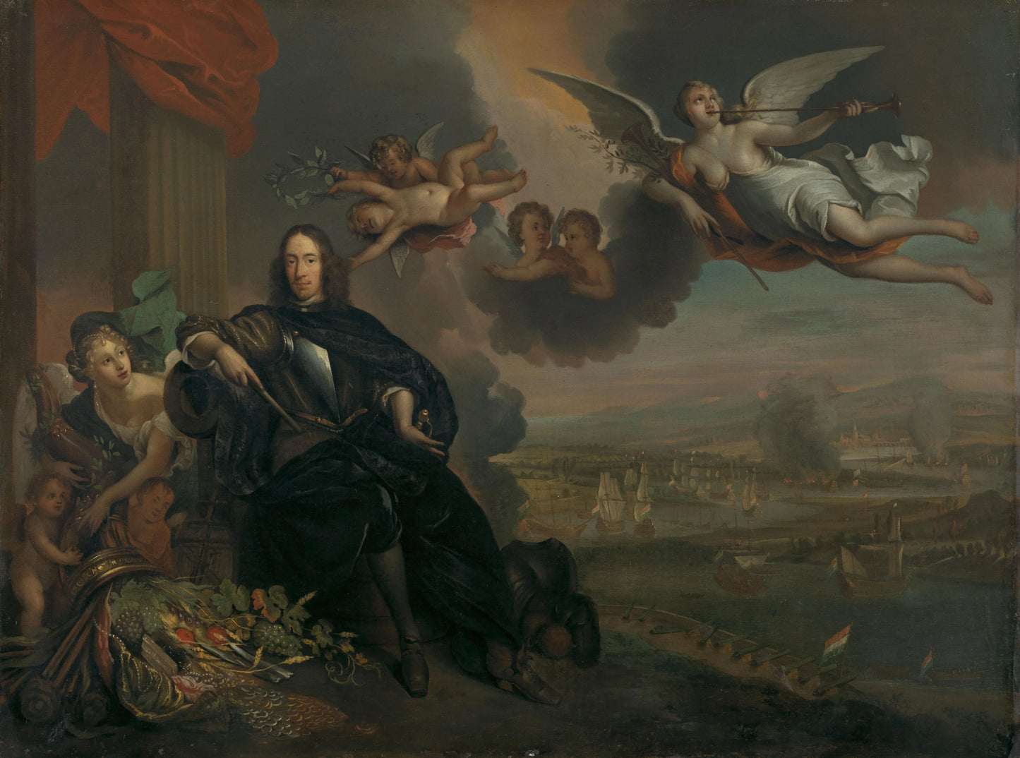 The Apotheosis of Cornelis de Witt, with the Dutch Raid on the Medway in the background – kopie naar Jan de Baen Vintage Cityscape Art Print | Wall Art Poster