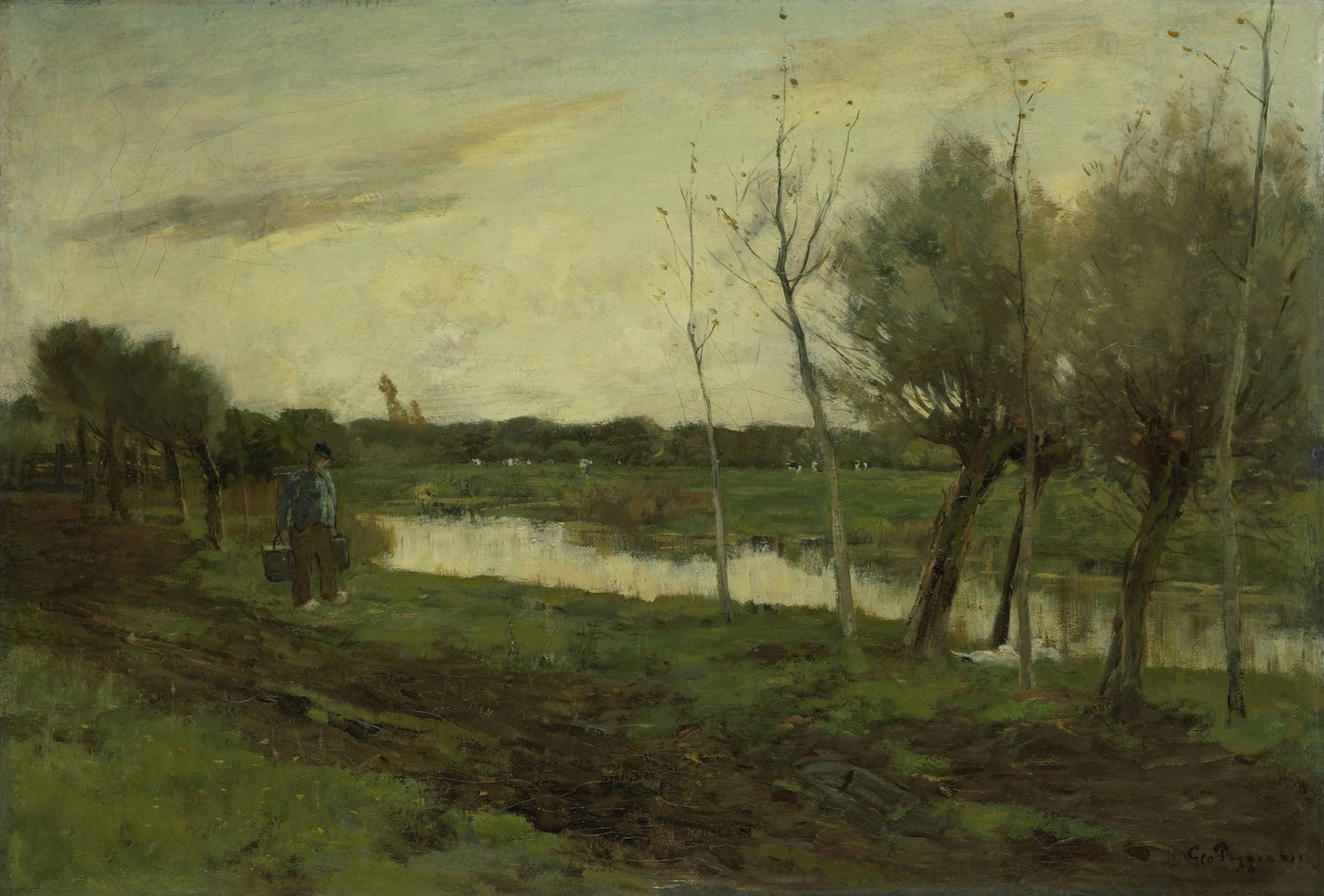 Landschap met een vaart – Geo Poggenbeek (vermeld op object) Vintage Landscape Art Print | Wall Art Poster