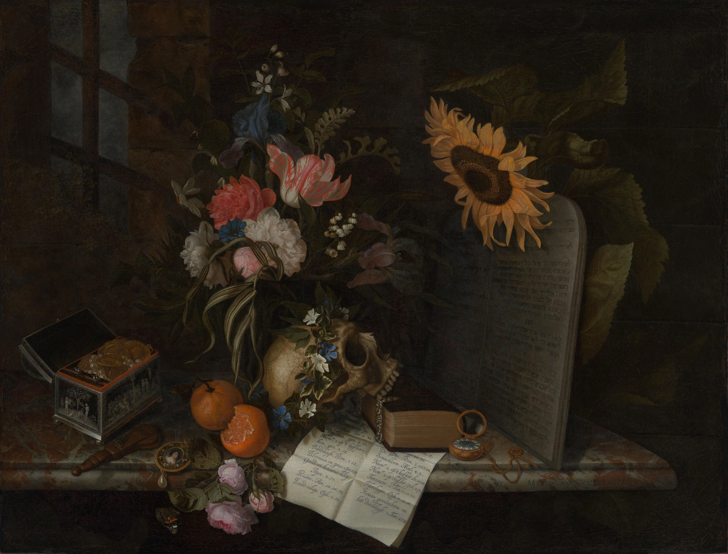 Vanitas stilleven – Maria van Oosterwijck (eigenhandig gesigneerd) Vintage Art Print | Wall Art Poster