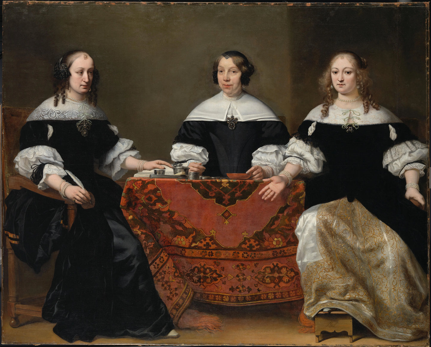 Portrait of the Three Regentesses of the Leprozenhuis, Amsterdam – Ferdinand Bol, anoniem Vintage Portrait Art Print | Wall Art Poster