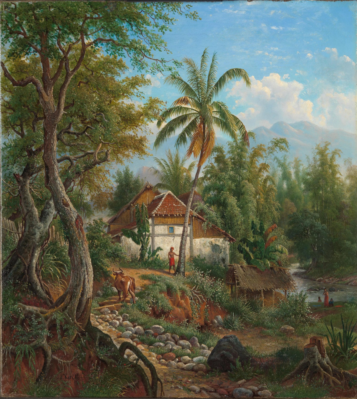 Landscape in the Dutch East Indies (Java?) – Maurits E.H.R. van den Kerkhoff Vintage Landscape Art Print | Wall Art Poster