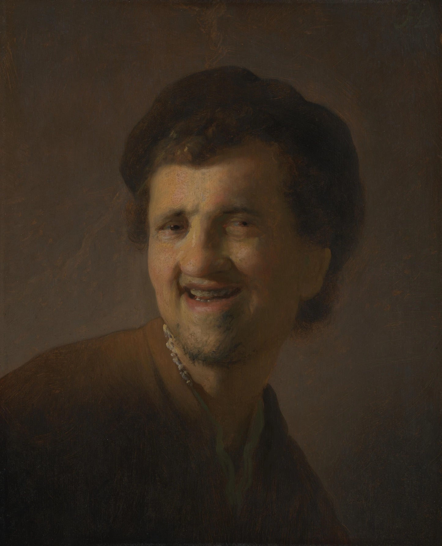 Bust of a Laughing Young Man – circle of Rembrandt van Rijn Vintage Self-Portrait Art Print | Wall Art Poster