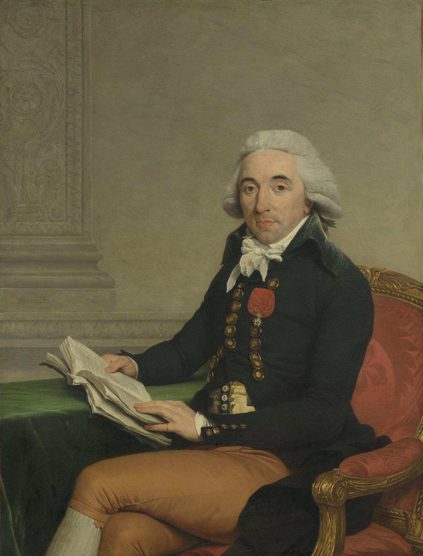 Portrait of a Man – François André Vincent (mentioned on object) Vintage Portrait Art Print | Wall Art Poster