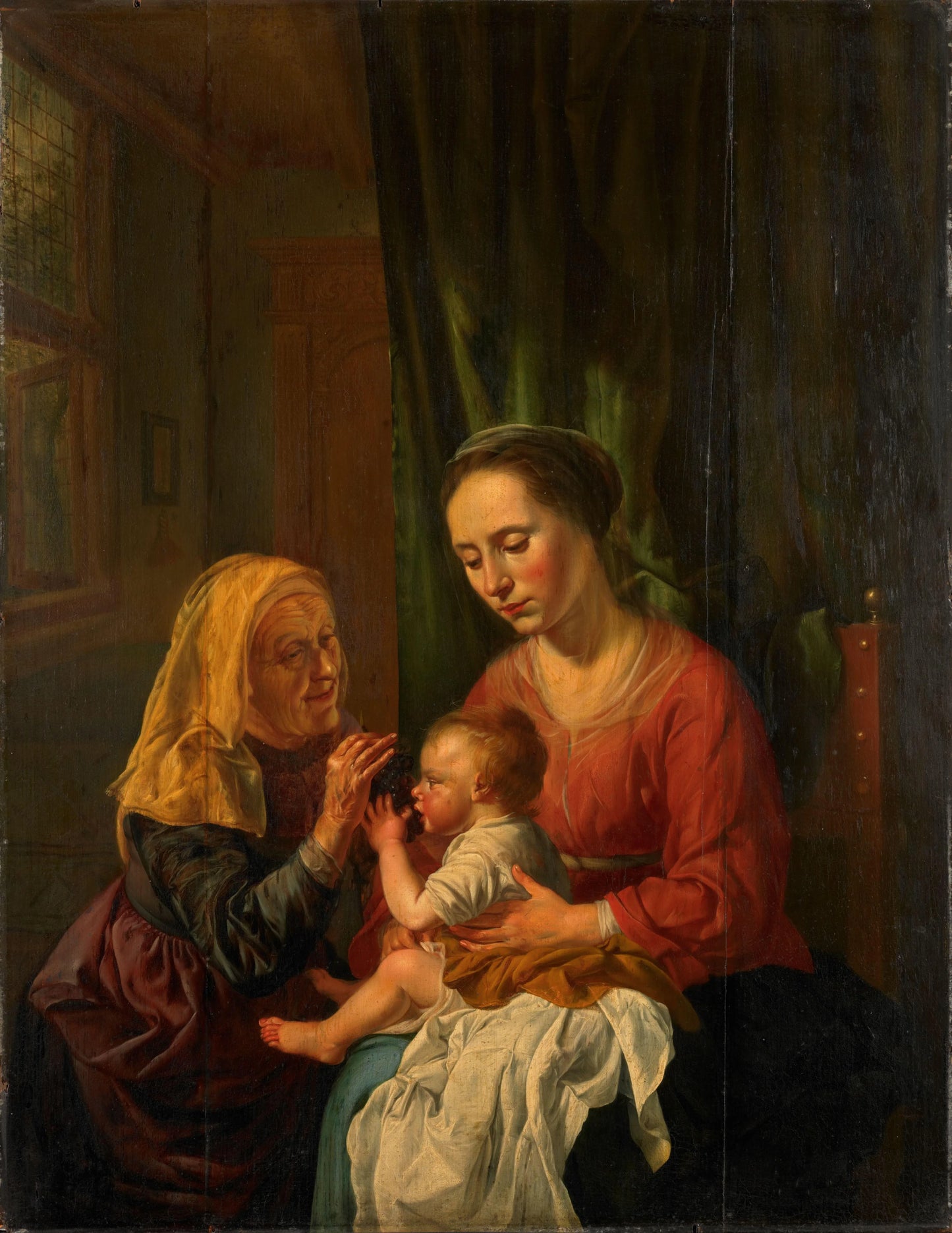 Virgin and Child with St Anne – Dirk van Hoogstraten (eigenhandig gesigneerd) Vintage Art Print | Wall Art Poster