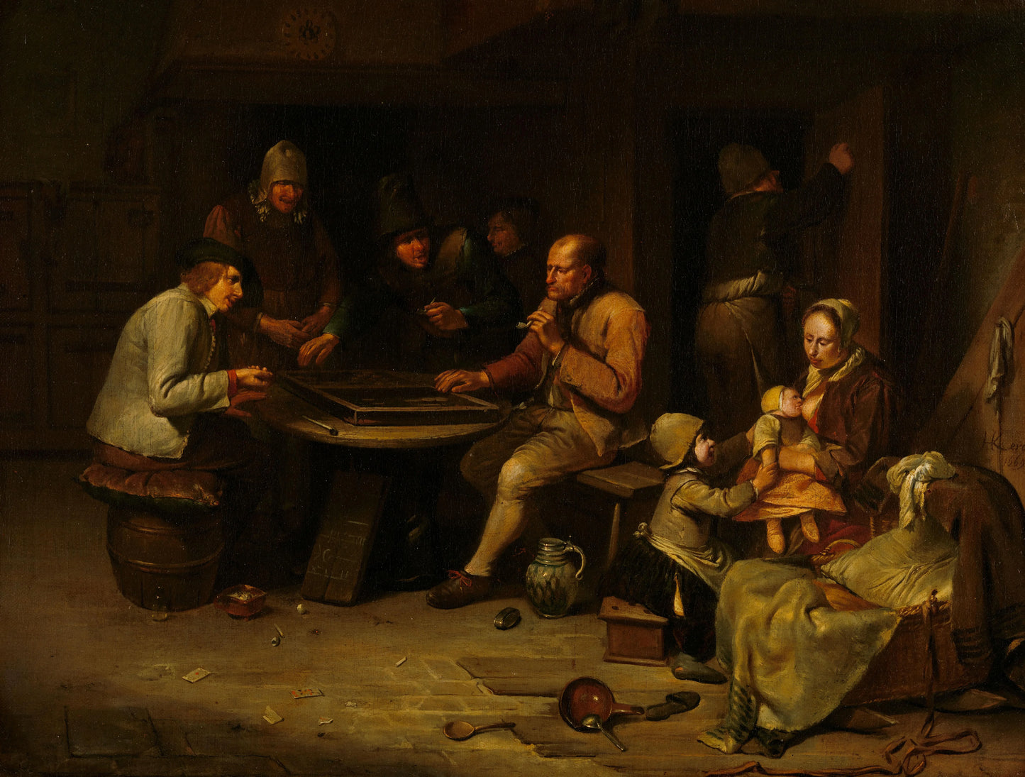 Ann Inn with Backgammon Players – Egbert van Heemskerck (I) (vermeld op object) Vintage Art Print | Wall Art Poster