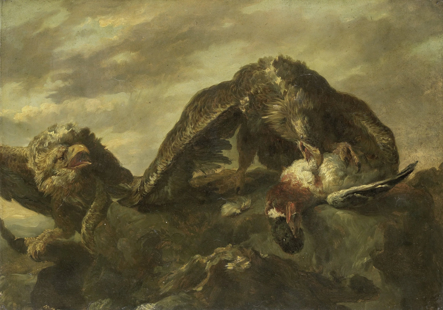 Eagles on the Cliffs – copy after Joannes Fijt Vintage Animal Study Art Print | Wall Art Poster
