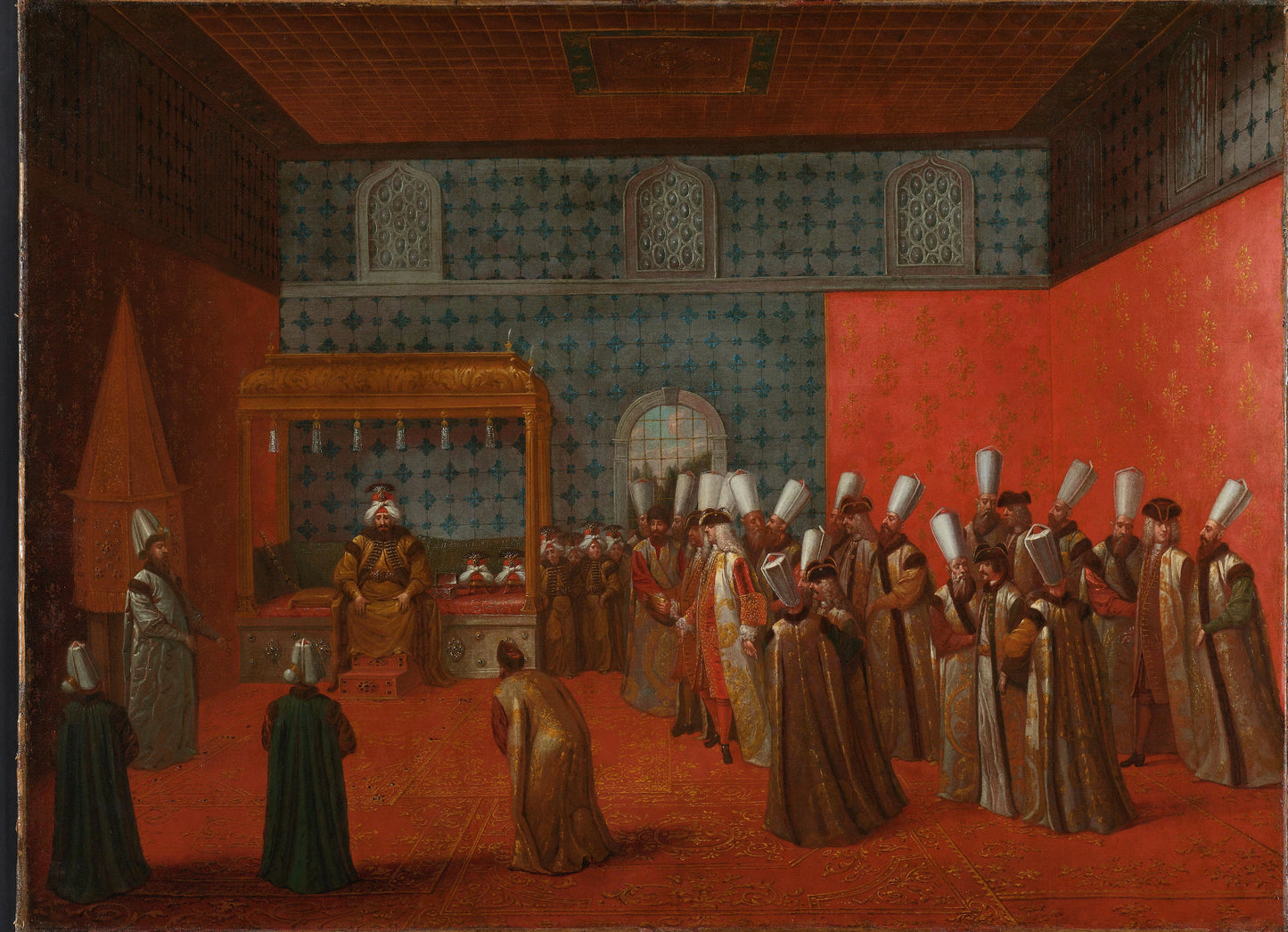 Ambassador Cornelis Calkoen in Audience with Sultan Ahmed III, 14 September 1727 – Jean Baptiste Vanmour Vintage Art Print | Wall Art Poster