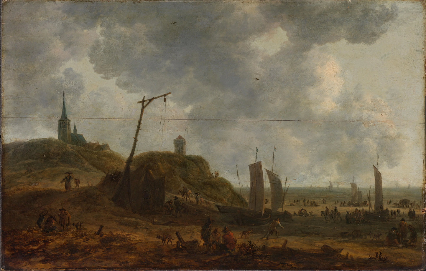The Beach at Katwijk – Adriaen van der Kabel (mentioned on object) Vintage Landscape Art Print | Wall Art Poster