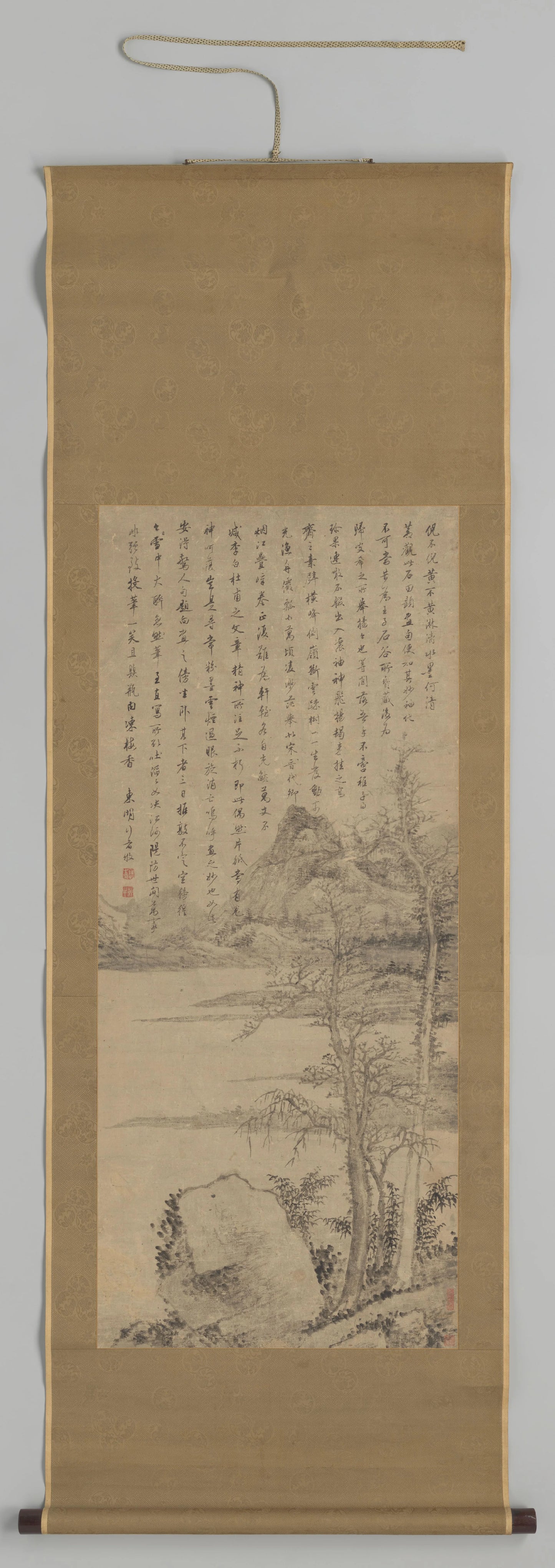 Landscape in the Style of Ni Zan and Huang Gongwang – Mu Luo (mentioned on object) Vintage Landscape Art Print | Wall Art Poster