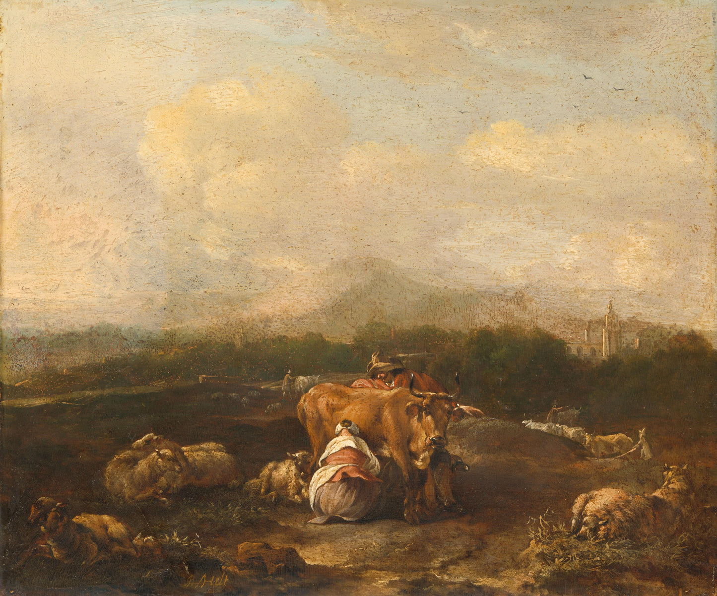 Italian Landscape with Cattle – Nicolaes van Helt Stockade Vintage Landscape Art Print | Wall Art Poster