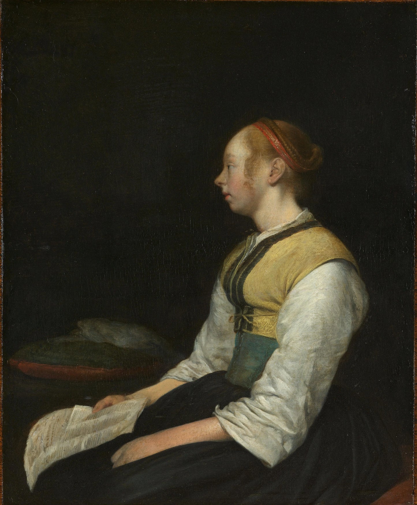 Woman in Peasant Costume – Gerard ter Borch (II) Vintage Art Print | Wall Art Poster