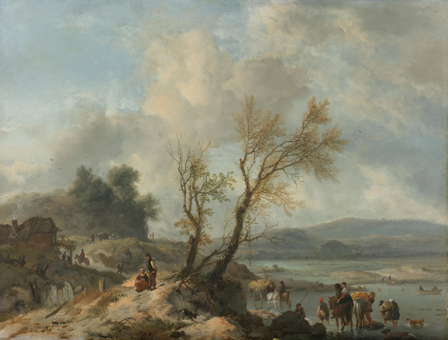 Landscape with a Sandy Path – Philips Wouwerman (vermeld op object) Vintage Landscape Art Print | Wall Art Poster