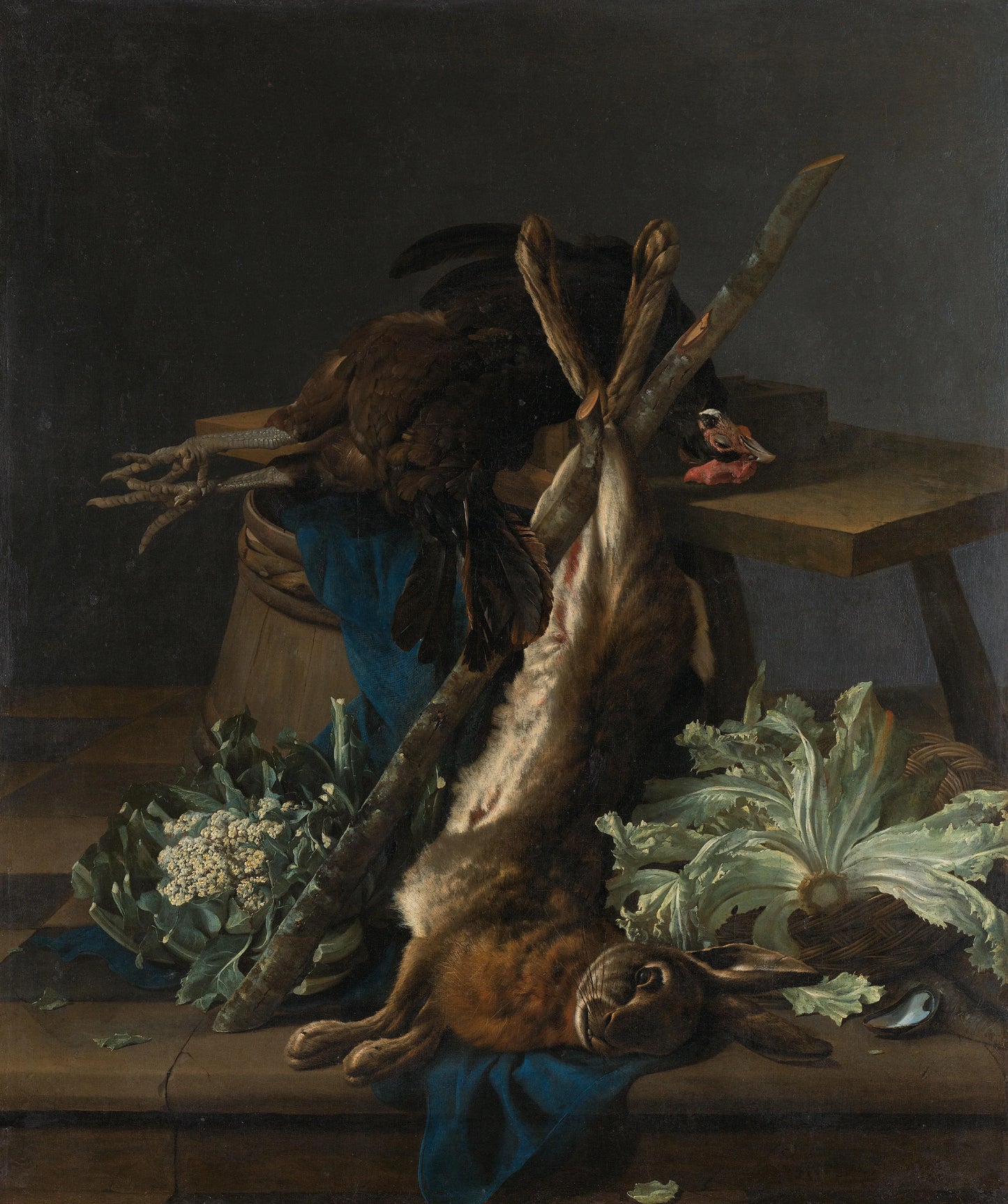 Still Life with Hare and a Black Rooster – Cornelis Lelienbergh Vintage Still Life Art Print | Wall Art Poster