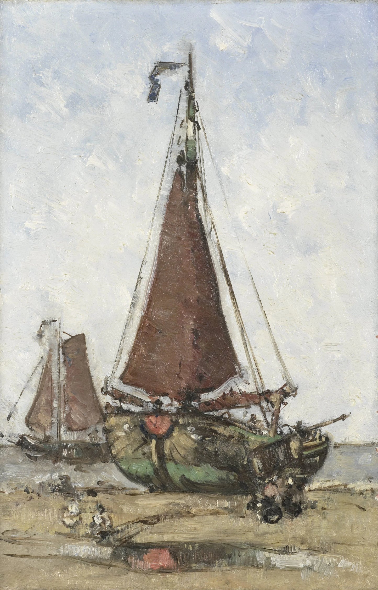 Bluff-bowed Fishing Boat on the Beach – Joannes Barnardus Antonius Maria Westerwoudt Vintage Marine Scene Art Print | Wall Art Poster