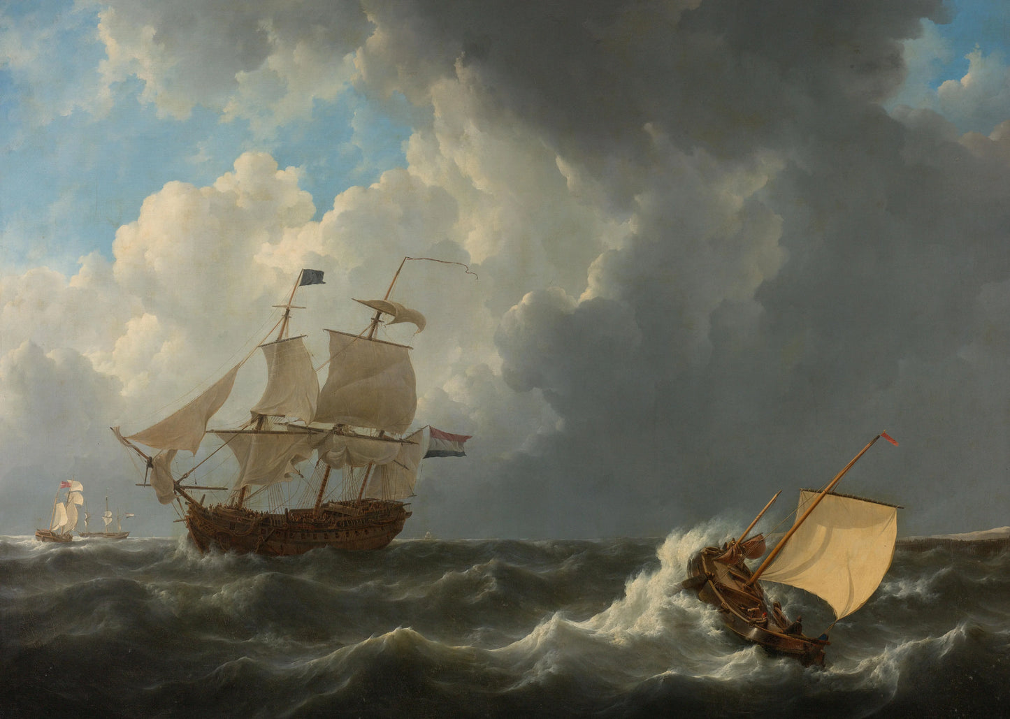 Ships in a Turbulent Sea – Johannes Christiaan Schotel Vintage Seascape Art Print | Wall Art Poster
