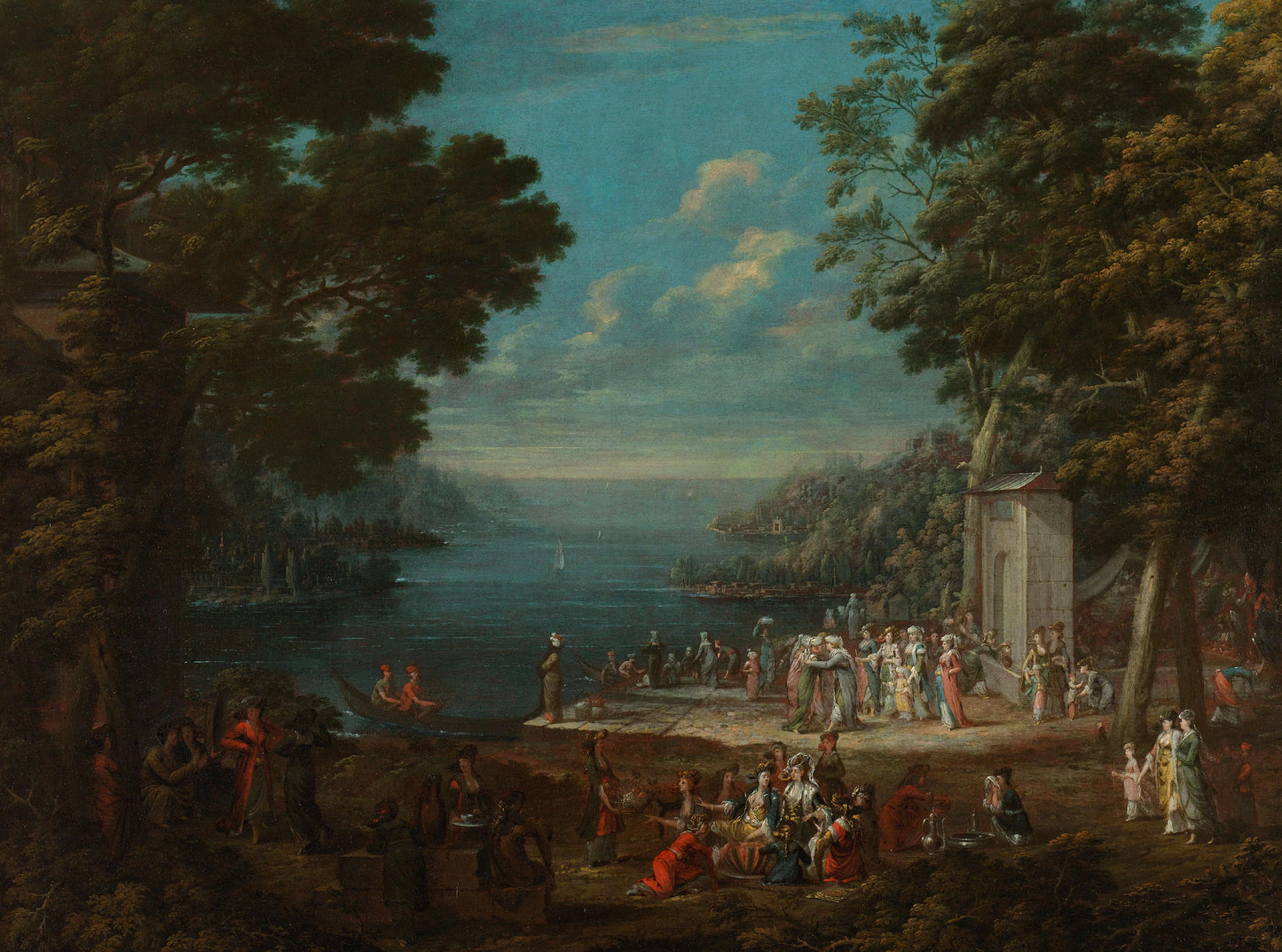 Ladies’ Outing at Hünkâr İskelesi along the Bosporus – Jean Baptiste Vanmour Vintage Cityscape Art Print | Wall Art Poster