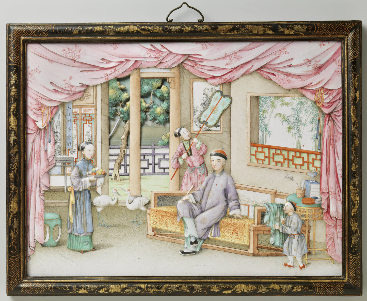 Plaque depicting an interior with figures – anoniem Vintage Landscape Art Print | Wall Art Poster