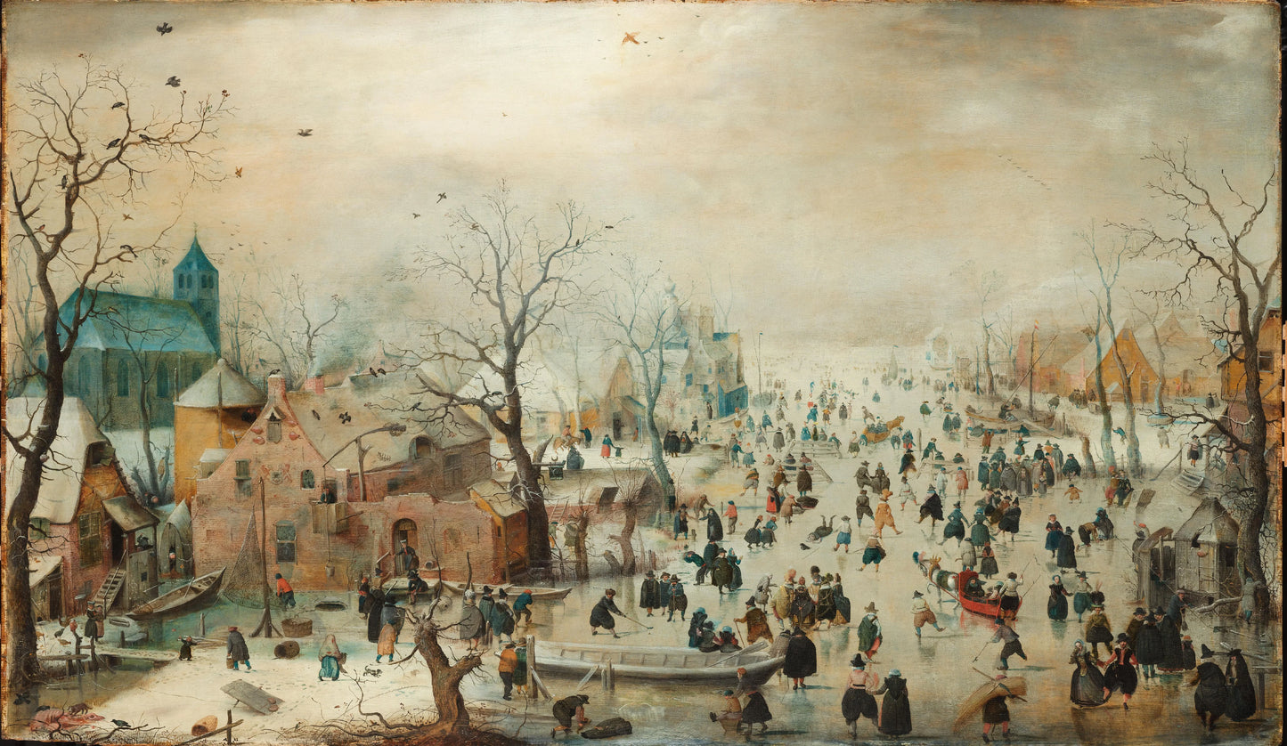 Winter Landscape with Iceskaters – Hendrick Avercamp (signed by artist) Vintage Landscape Art Print | Wall Art Poster