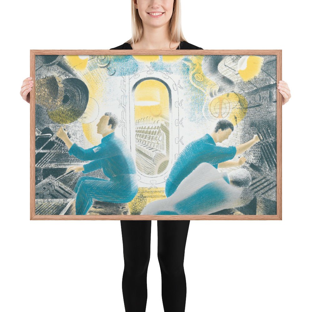 Diving Controls Number 1 1941 HMS Dolphin Submarine WW2 by Eric Ravilious, Framed poster