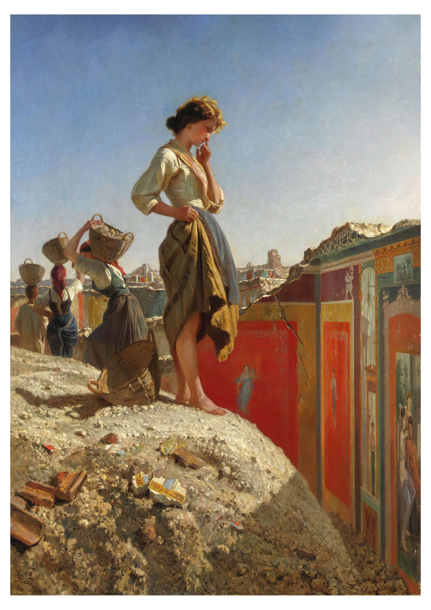 Excavations at Pompeii (1870) by Filippo Palizzi , Poster Print Wall Art