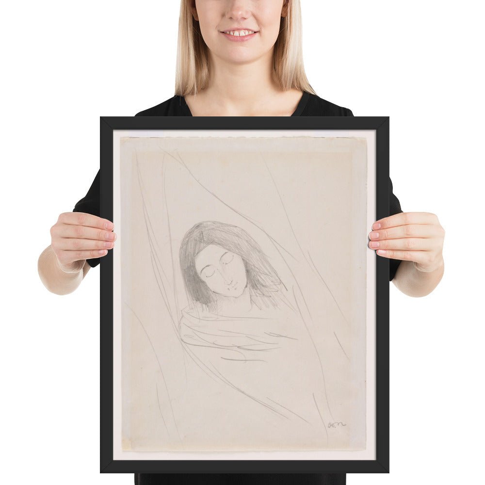 Head of a Young Girl by Odilon Redon, Framed poster