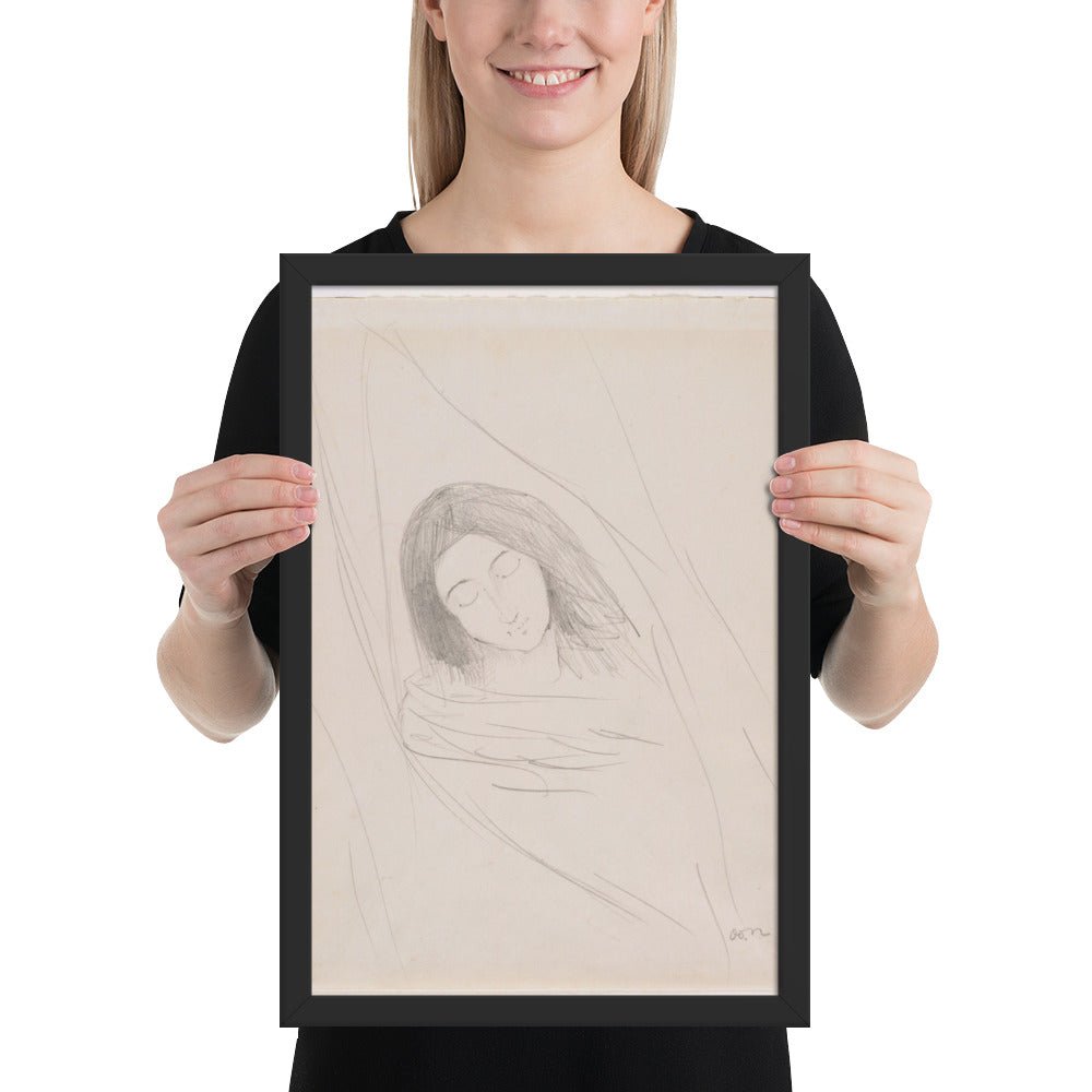 Head of a Young Girl by Odilon Redon, Framed poster