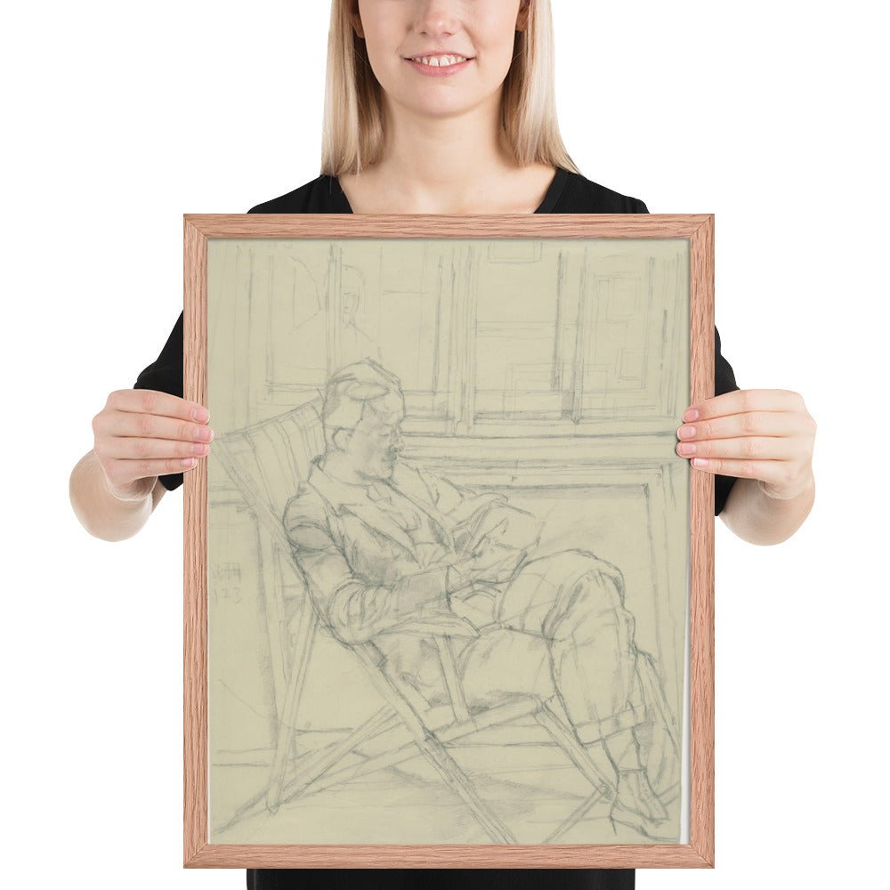 Man Reading a Book by Alberto Giacometti, Framed poster