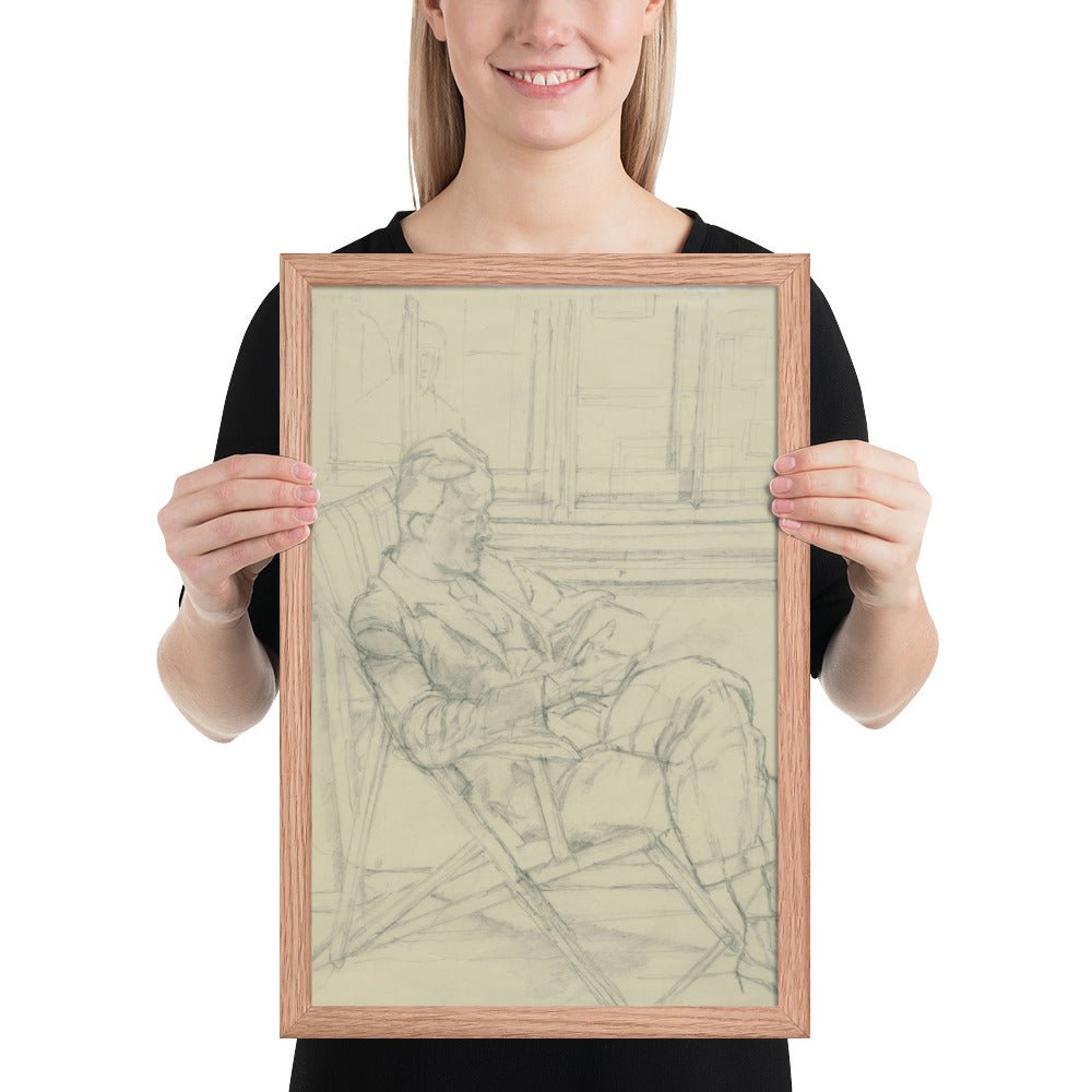 Man Reading a Book by Alberto Giacometti, Framed poster