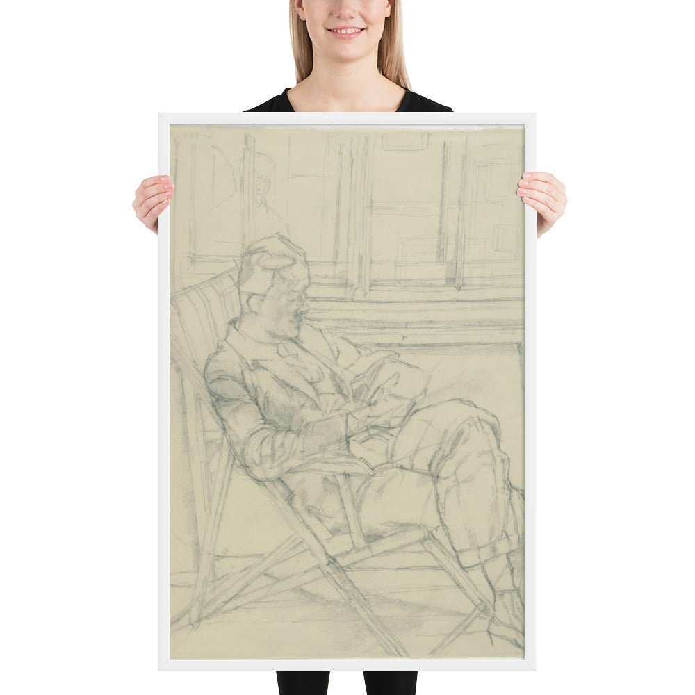 Man Reading a Book by Alberto Giacometti, Framed poster