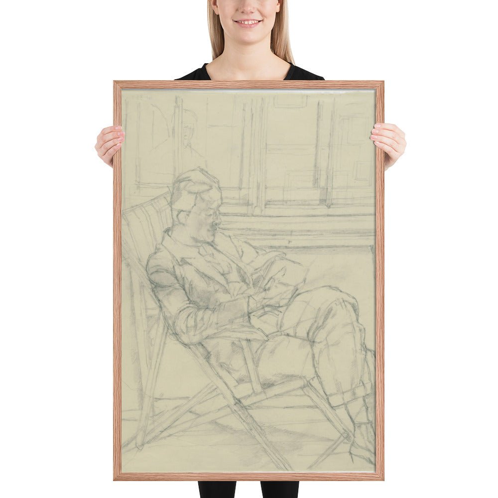 Man Reading a Book by Alberto Giacometti, Framed poster