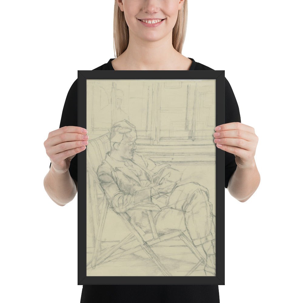 Man Reading a Book by Alberto Giacometti, Framed poster