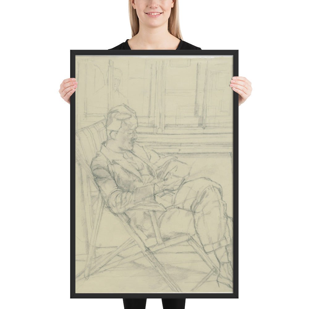 Man Reading a Book by Alberto Giacometti, Framed poster