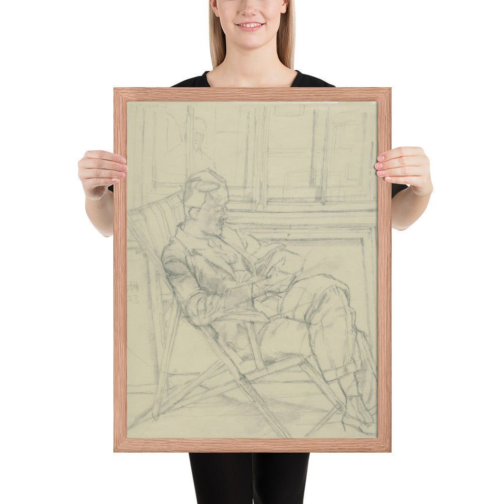 Man Reading a Book by Alberto Giacometti, Framed poster